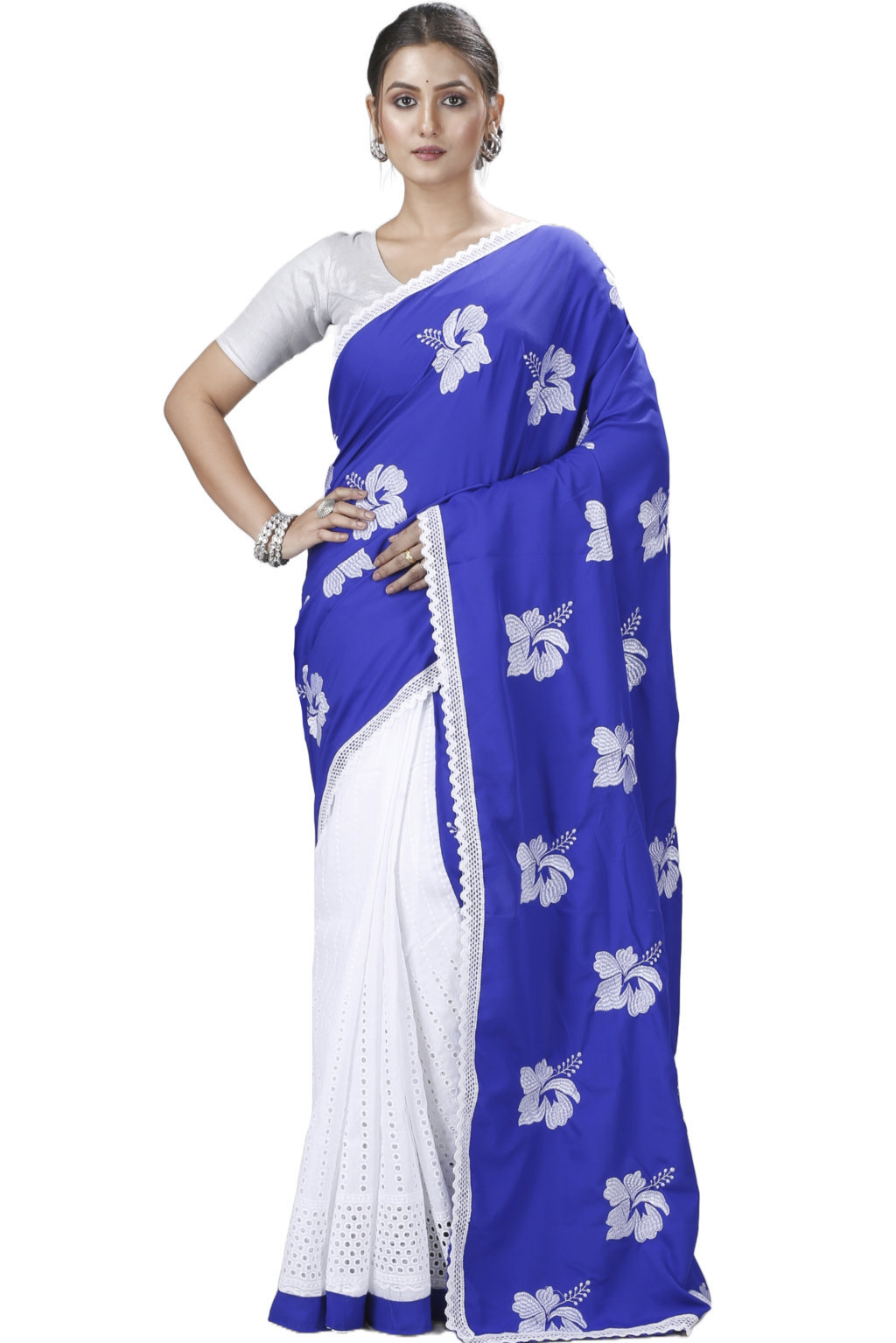 Blue White Pure Cotton Teru Hand Loom Saree (1257)